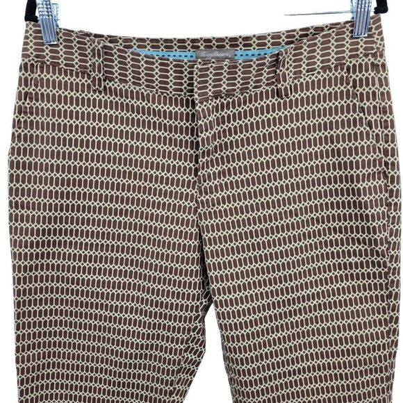 Tommy Bahama Capri Pants 12 Brown Mod Geometric Print Stretch Cotton Resort - Picture 5 of 13